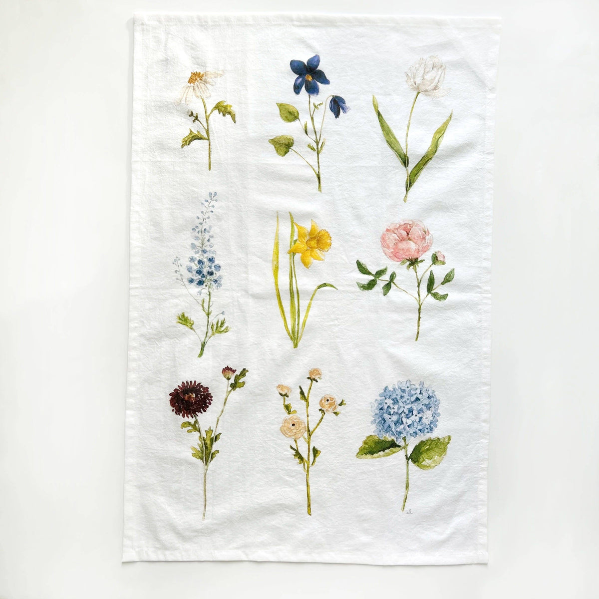 Garden flowers cotton flour sack tea towel