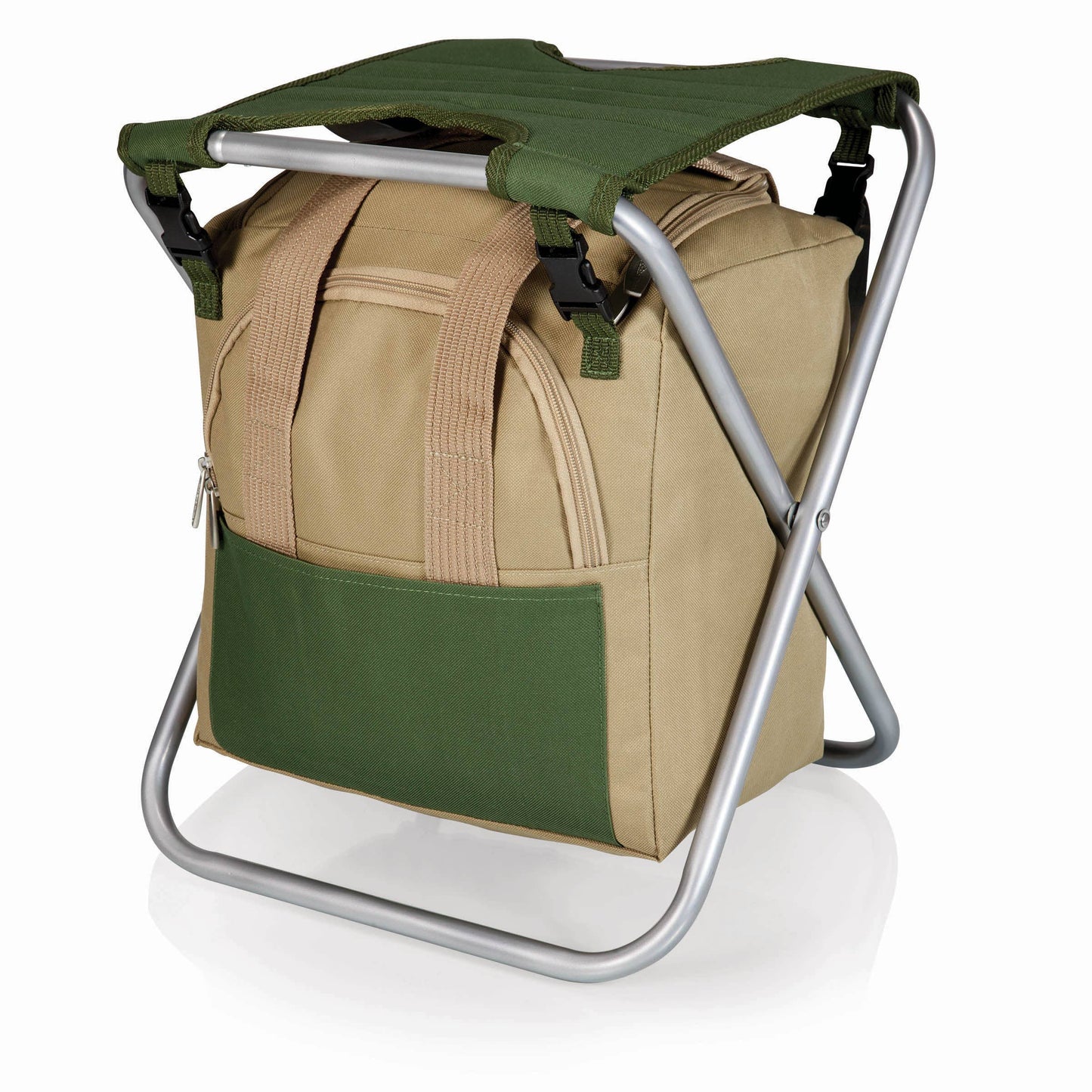 Gardener Folding Seat with Tools: Olive Green with Beige Accents