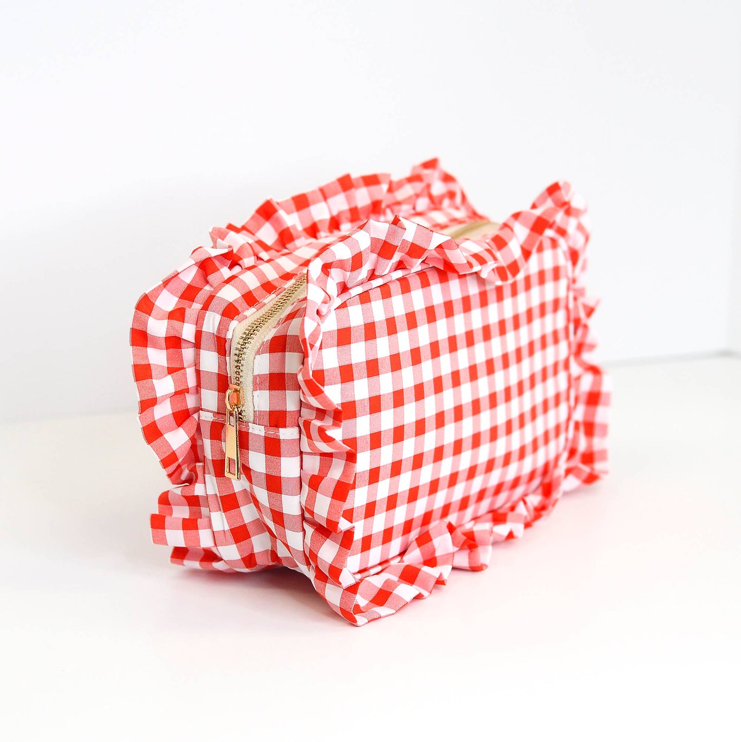 Light Blue Ruffle Zipper Pouch