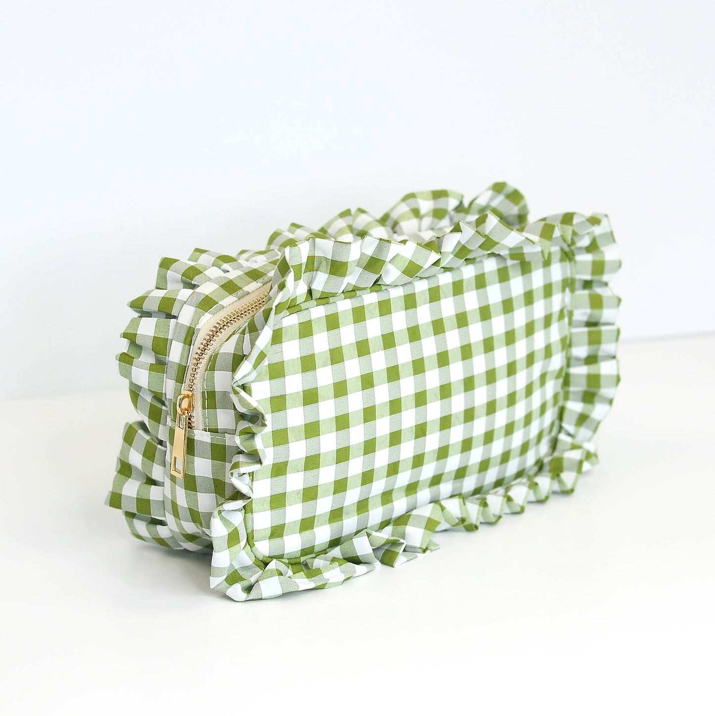Peach Ruffle Zipper Pouch