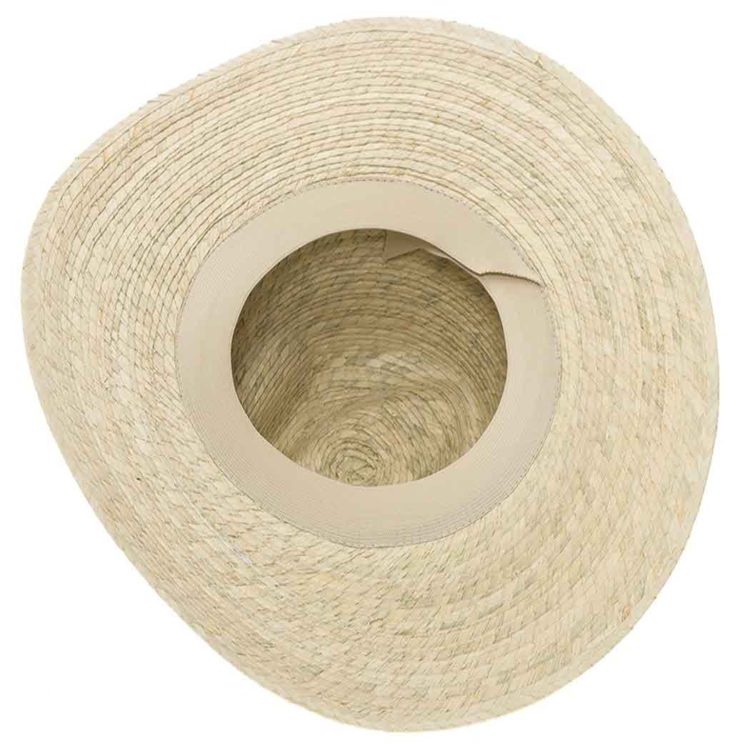 Natural palm leaf safari hat with slight downward sloping br: NATURAL / ONE SIZE