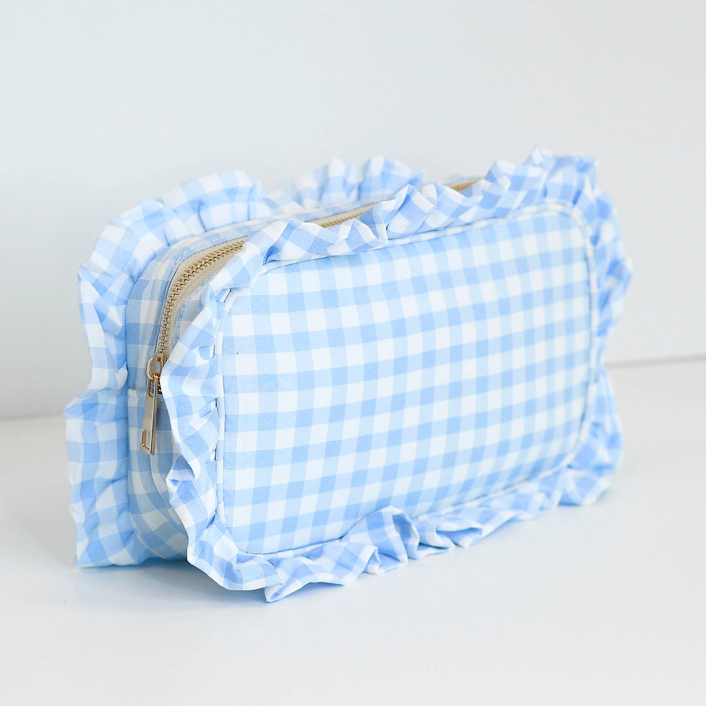 Light Blue Ruffle Zipper Pouch