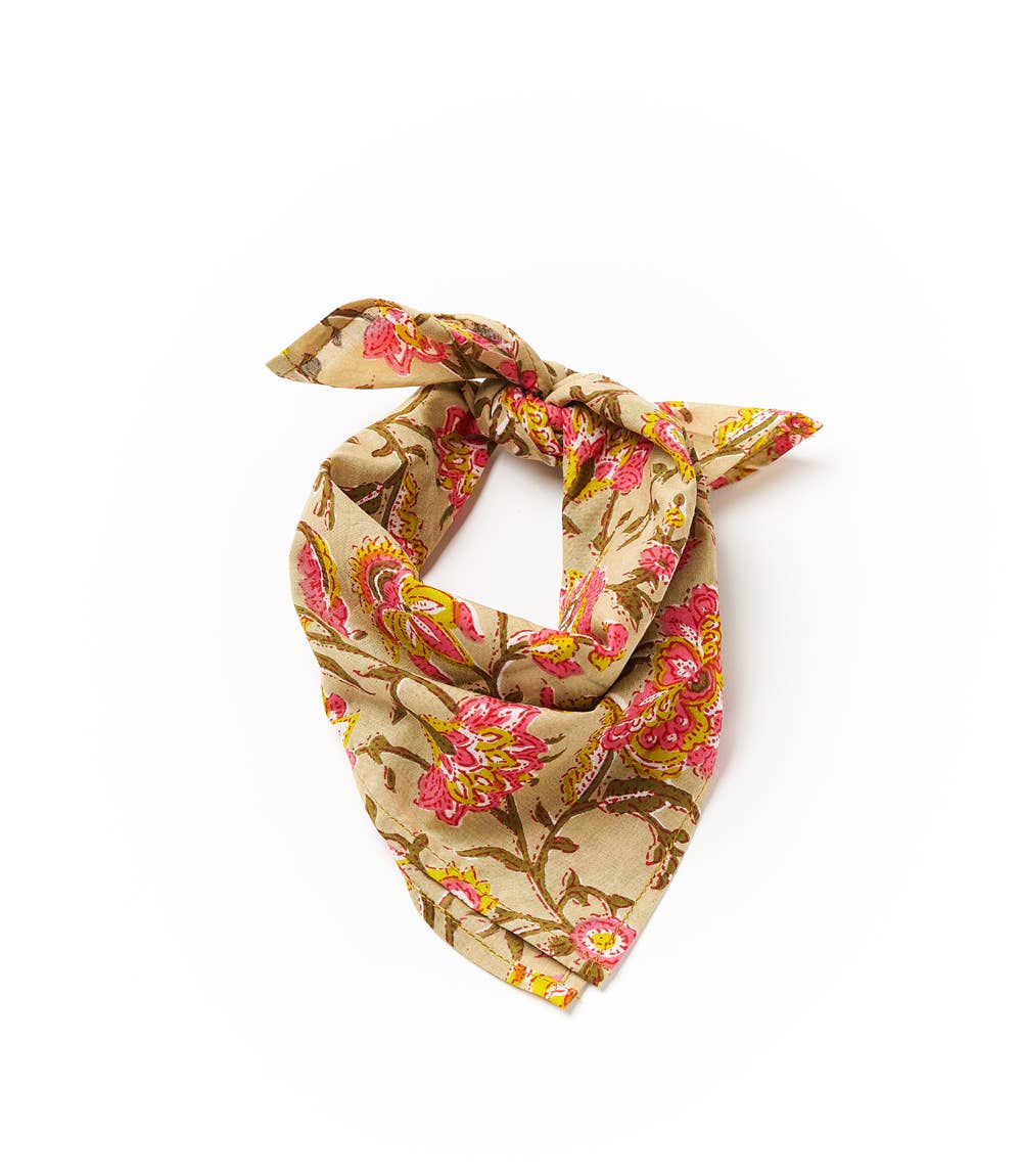Hand Block Print Cotton Bandana - Assorted Prints