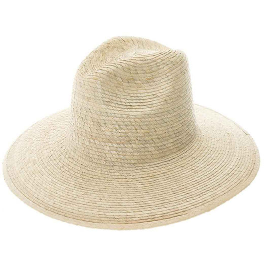 Natural palm leaf safari hat with slight downward sloping br: NATURAL / ONE SIZE