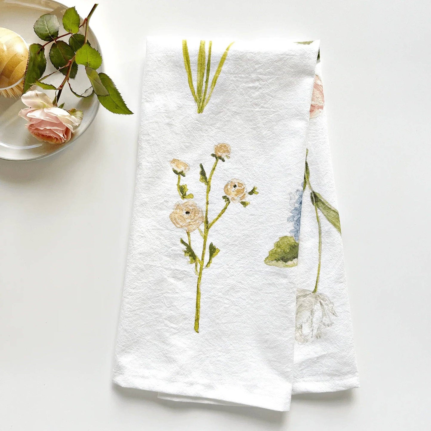 Garden flowers cotton flour sack tea towel