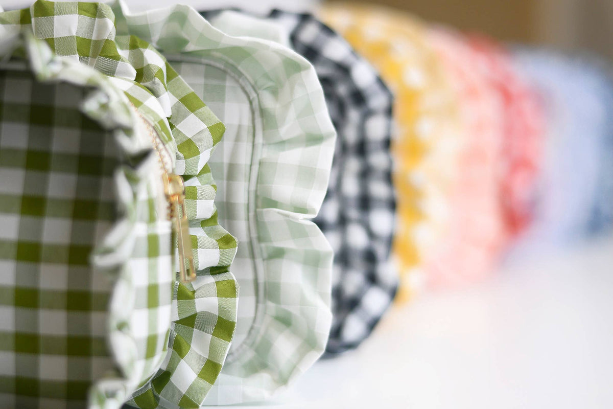 Tan Ruffle Zipper Pouch