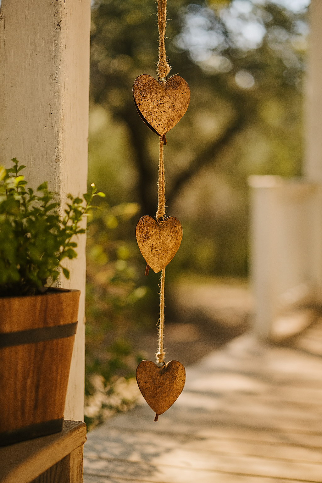 Alaya Heart Trio Wind Chime - Rustic Bell