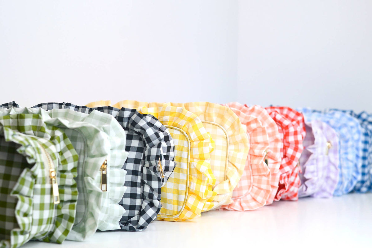 Green Ruffle Zipper Pouch