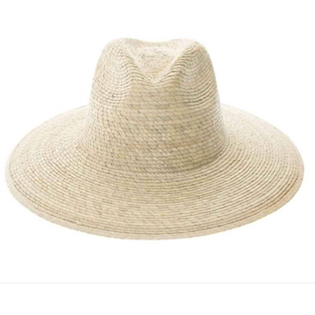 Natural palm leaf safari hat with slight downward sloping br: NATURAL / ONE SIZE