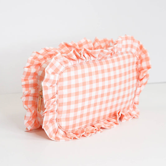 Peach Ruffle Zipper Pouch