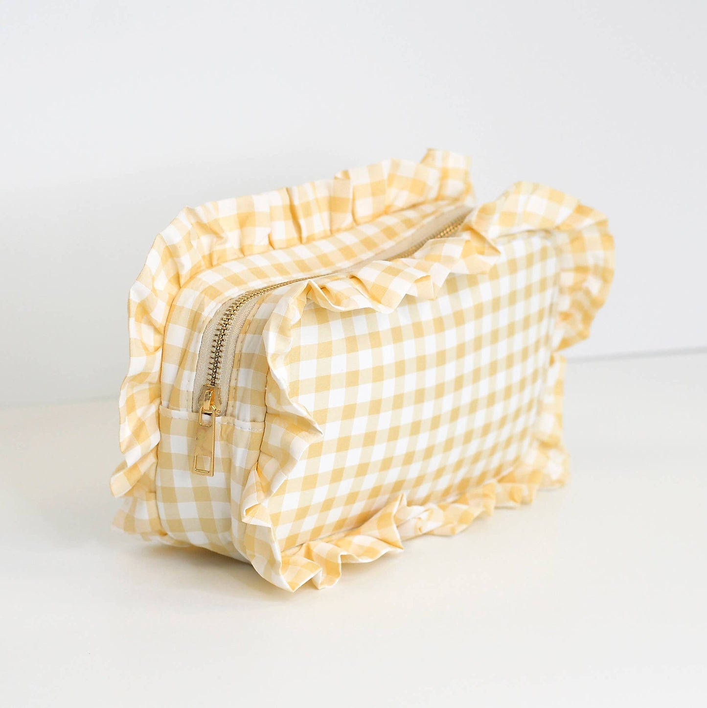 Light Blue Ruffle Zipper Pouch