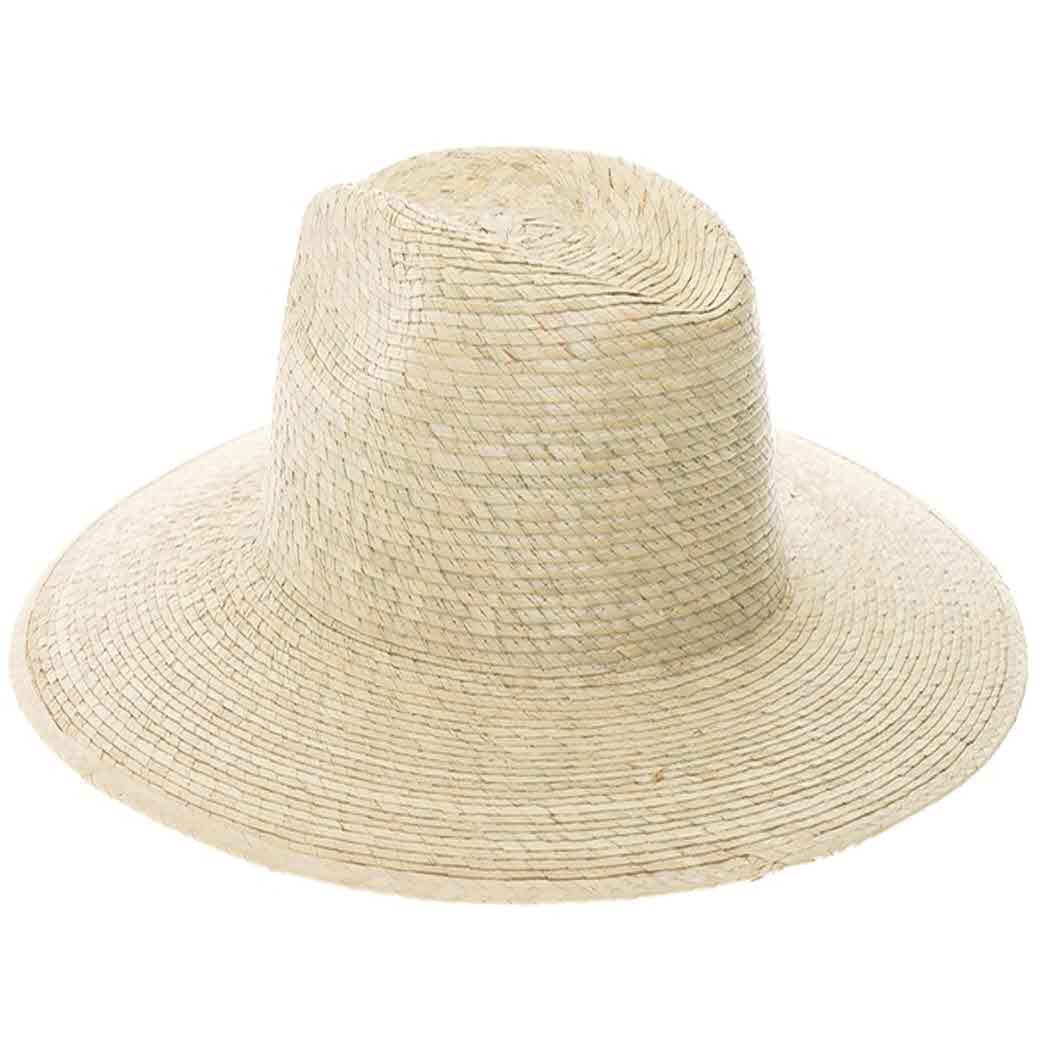 Natural palm leaf safari hat with slight downward sloping br: NATURAL / ONE SIZE